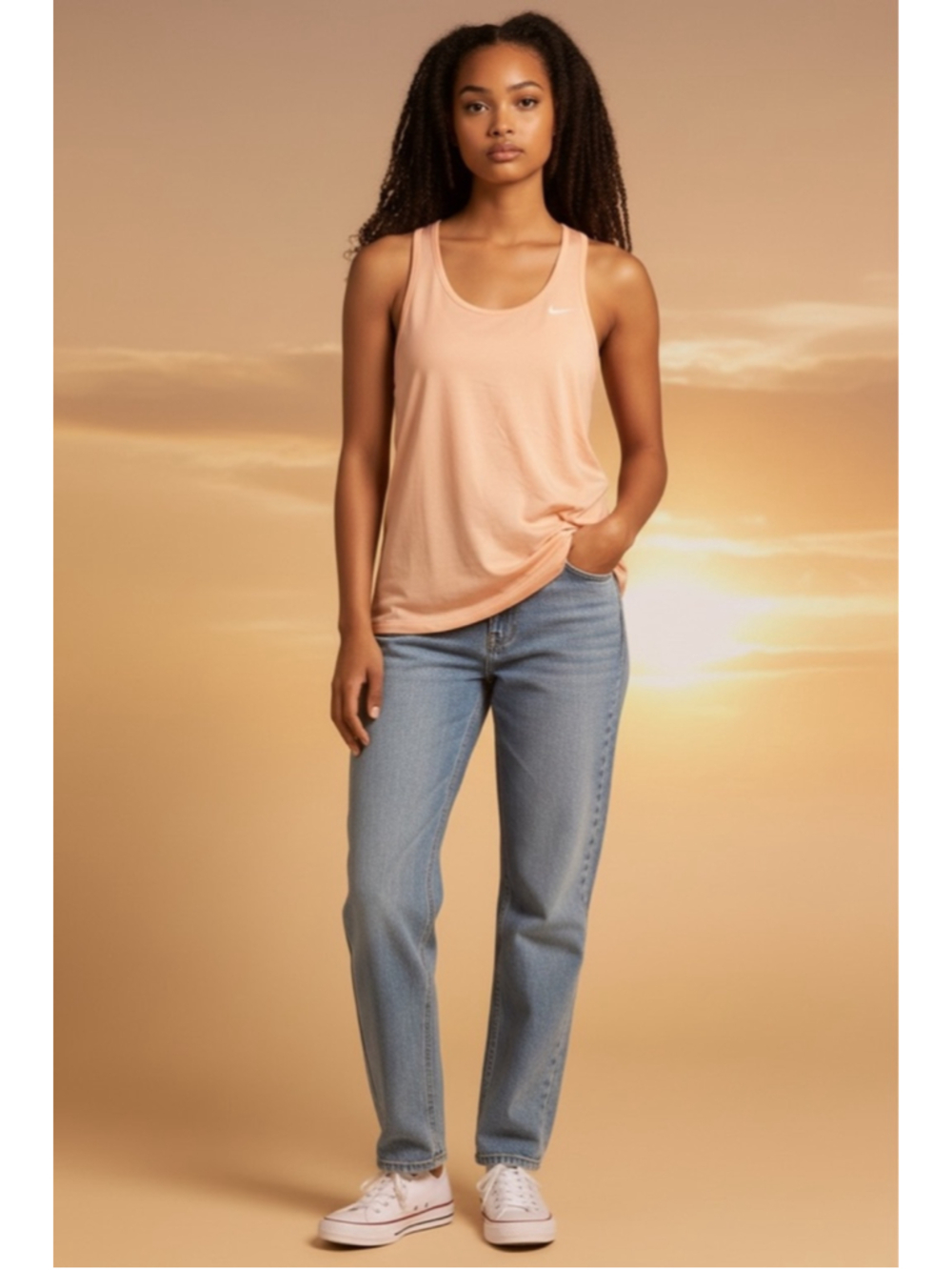 Womens Pale Peach Nike yoga racerback tank. XS
